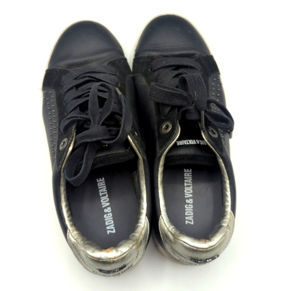 Zadig & Voltaire Studded Leather Low Top Black Sneakers - Picture 3 of 14